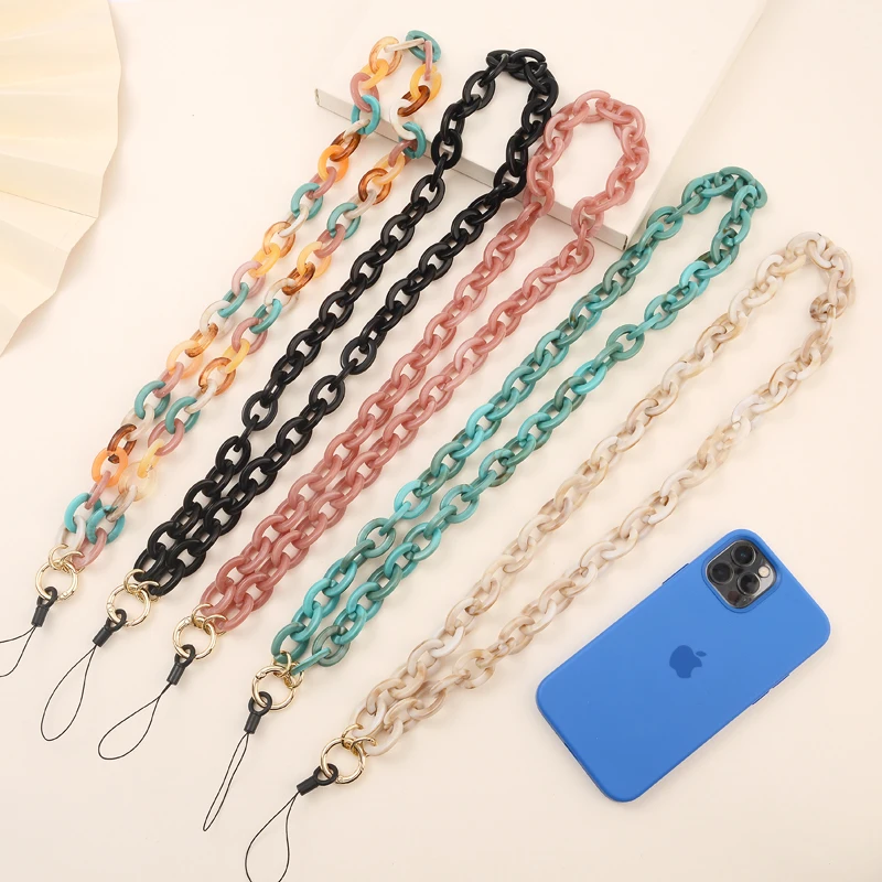 Mode vrouwen acryl mobiele telefoon kettingen voor halter hals anti-verloren kleurrijke mobiele telefoon ketting riem lanyard sieraden accessoires