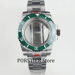 40mm watch case black green Ceramic bezel sapphire stainless steel fit NH35 NH36 movement 28.5mm dial sub oyster/ jubilee strap