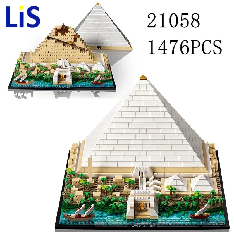 1476Pcs The Great Pyramid of Giza Model Building Block Set Compatible 21058 Diy Assembled Bricks For Kid Toys Brithday Gift