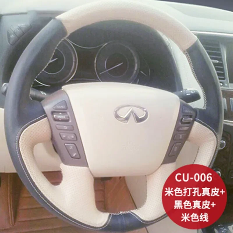 

Сшитый вручную замшевый кожаный чехол на руль автомобиля для Infiniti QX70 QX30 QX56 QX80 ESQ M25, внутренние автоаксессуары