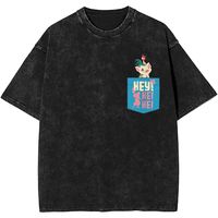 Vintage Washed T Shirt Moana Hey Heihei Simple T-Shirts Trendy Cool Tshirt for Male Beach Y2K Retro Casual Tees