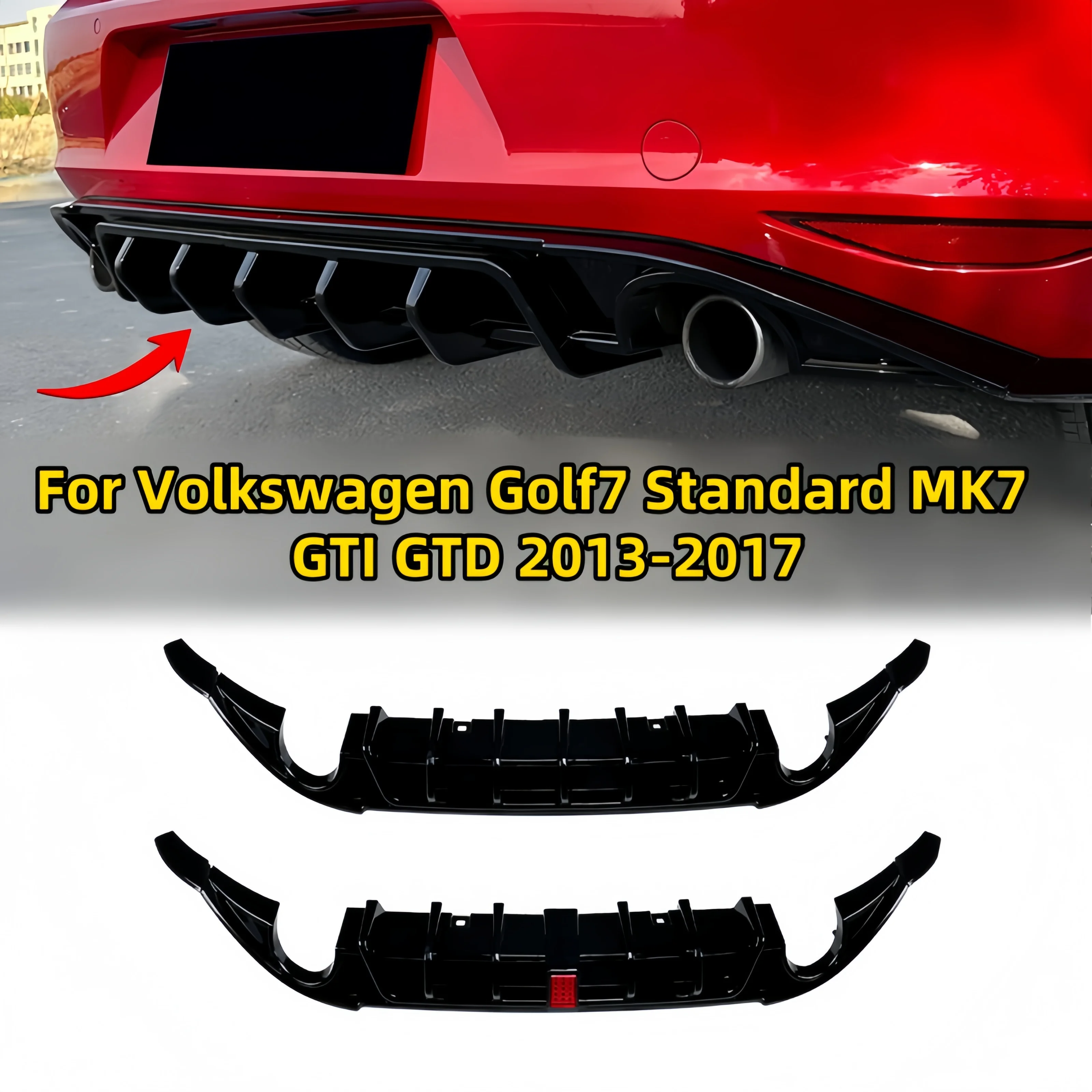 Для VW Golf 7 MK7 Standard MK7 GTI GTD 2013-2017 хэтчбек автомобильный задний бампер диффузор сплиттер спойлер с тормозом светодиодный комплект кузова