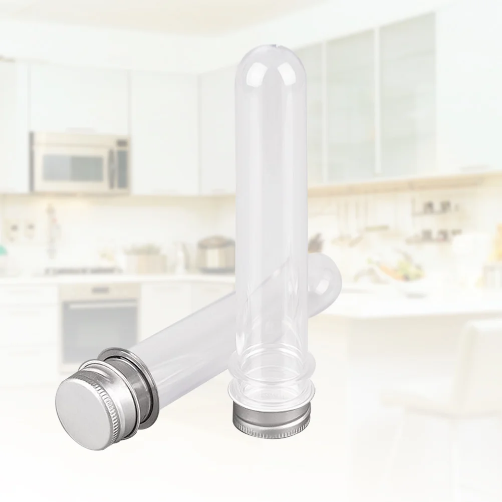 10Pcs Plastic Test Tubes Clear Multi-Function Portable Cosmetics Sample Lotion Gel Containers for Travel Candy Storage