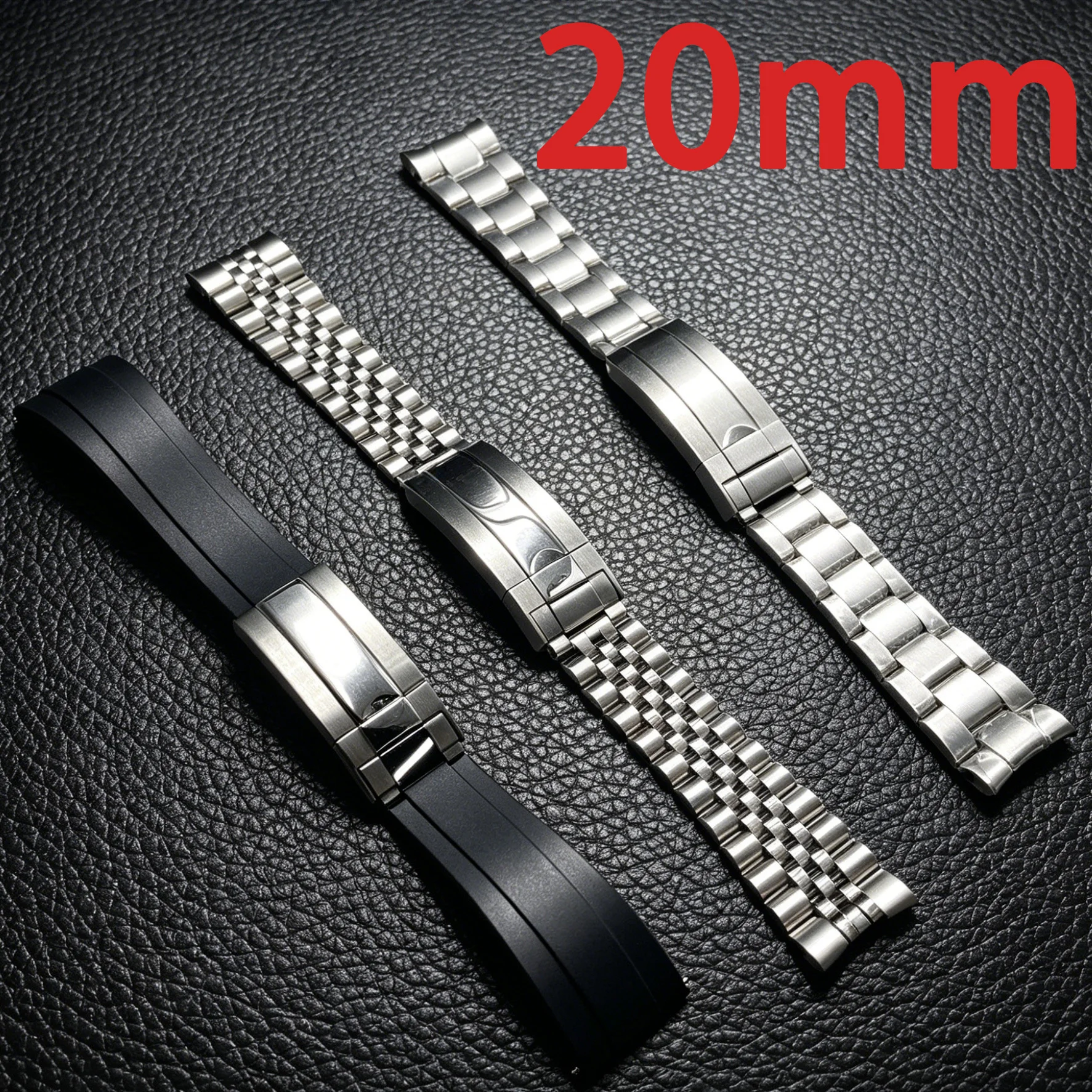 

20mm wide stainless steel/silicone watch strap with NH35 model. Anti-tear safety buckle/safety buckle watch accessory for replac