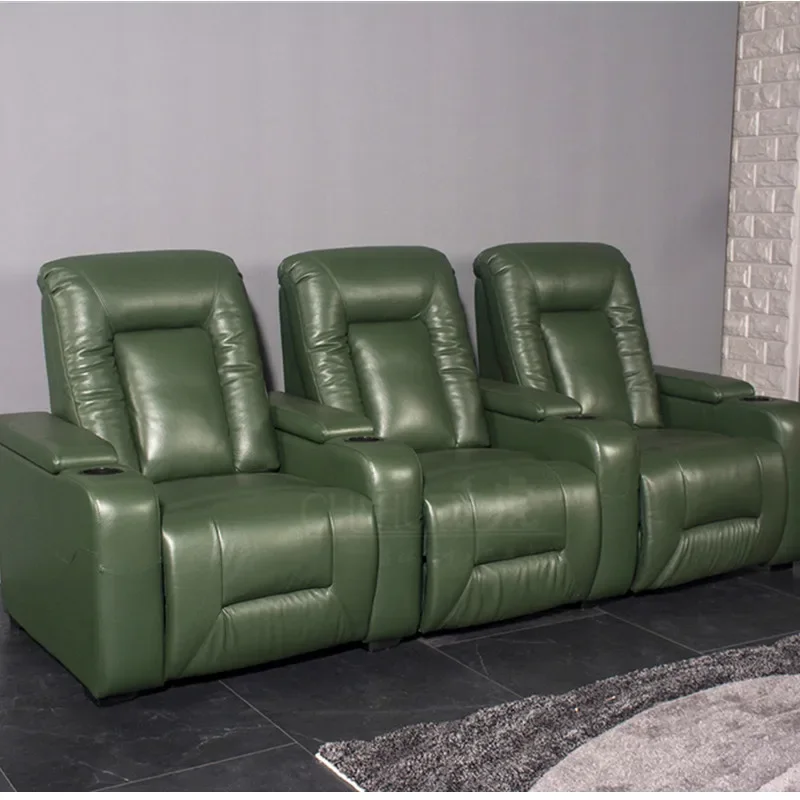 Modern Simple Functional Seat Home Theatre Video Room Top-Layer Cowhide Electric Combination Sofa And Chair