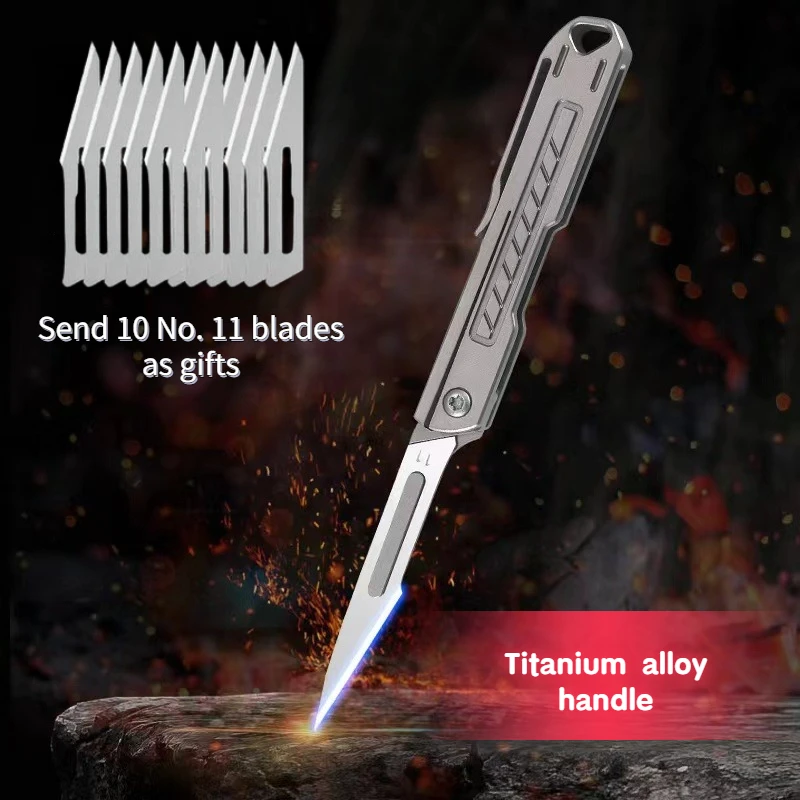 New Titanium Alloy Mini Folding Multifunctional Keychain Art Knife EDC Express Portable Folding Knife titanium knife