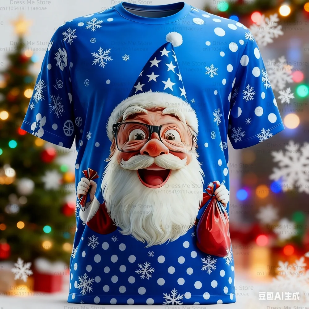 

Men's & Women's Christmas 3d Full-Body Santa Print T-Shirt Men Short Sleeve Round Neck Casual Tee With Full Santa Claus T-Shirt