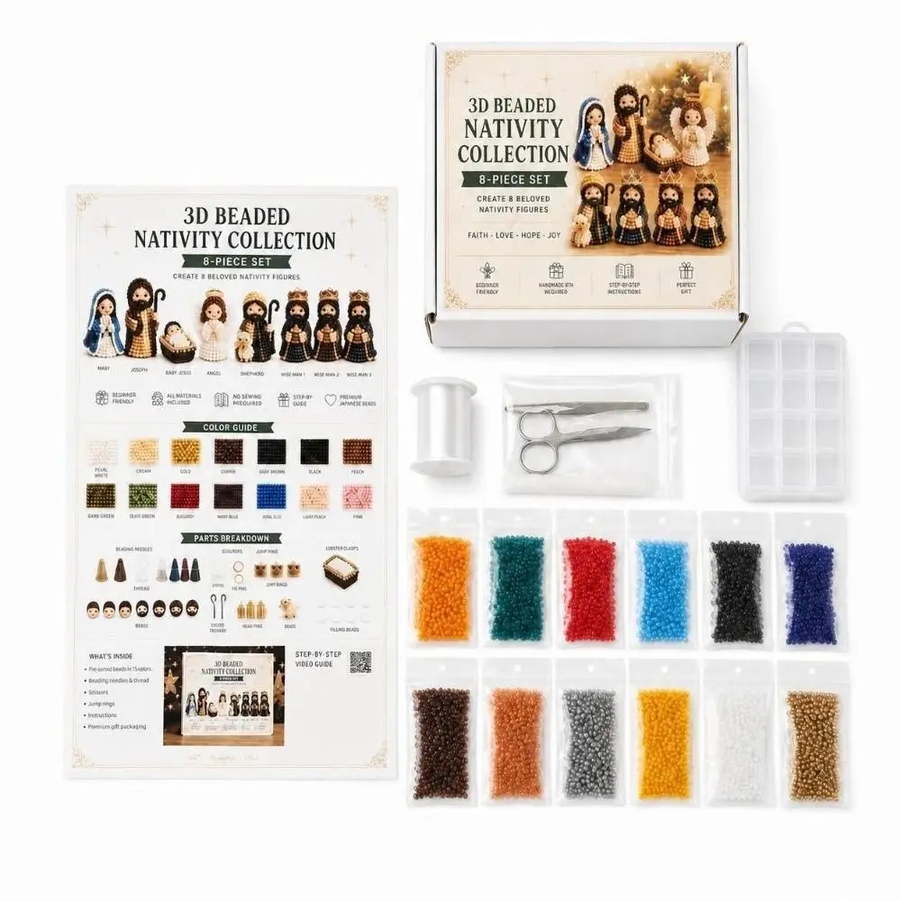 christmas-theme-3d-beaded-craft-kit-creative-beadwork-with-instructions-jewelry-making-supply-beaded-art-set-for-beginners