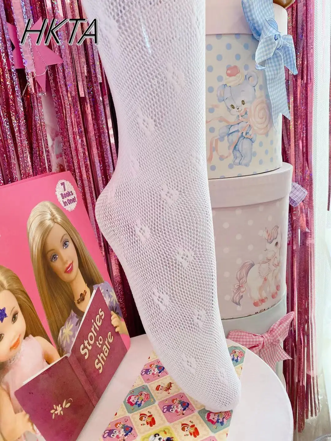 Japanese Lolita Lace Fishnet Socks Women Loli Print Hot Girl Mid Tube Socks Ladies Spring Summer Sweet Cute Over Size Lace Socks