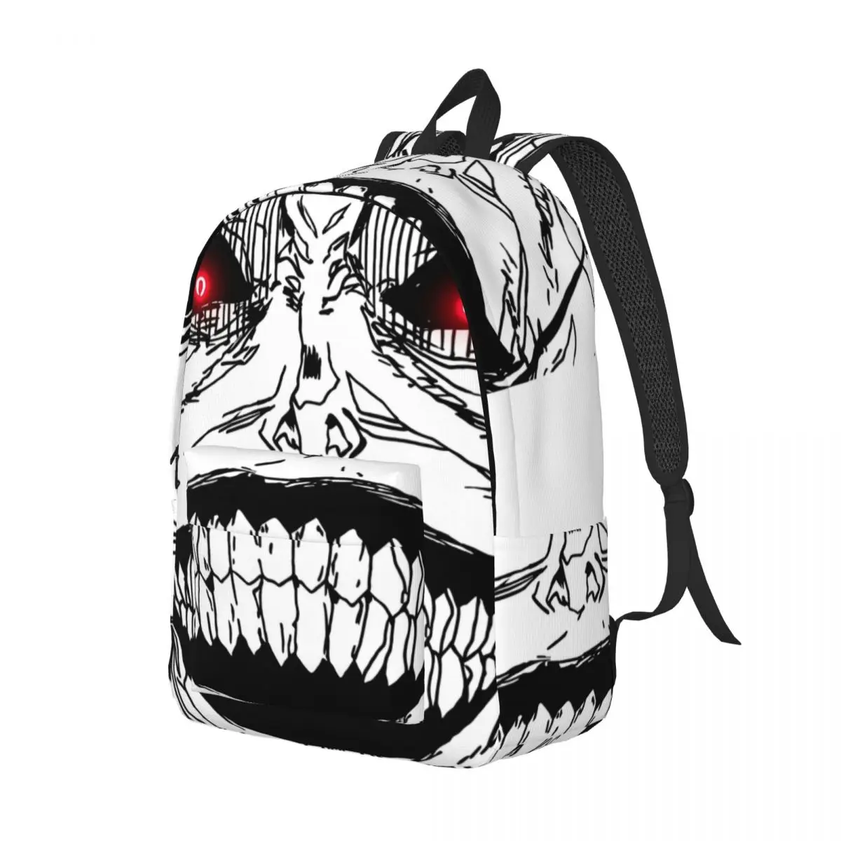 Aesthetic Backpack Center Anime Face Manga Graphic White Black Glowing Red Comic Bookbag for Teens College Travel Cosplay Gift