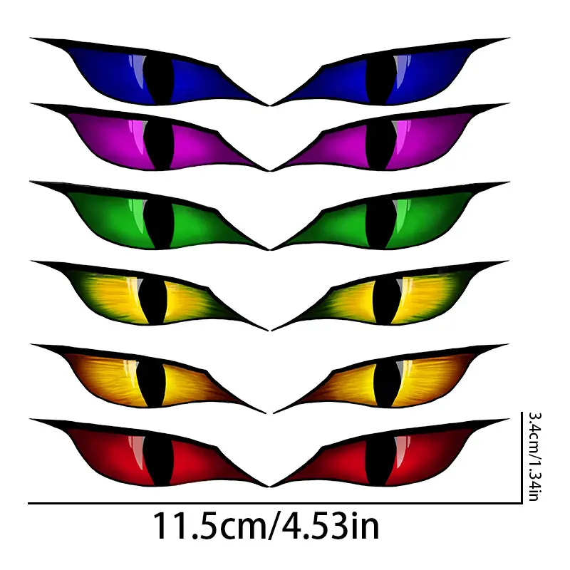 1PAIR Demon Eyes Waterproof Vinyl Sticker, Decals for Motorbike Headlight Fuel Tank Side Panel Car Electric Scooter Decor