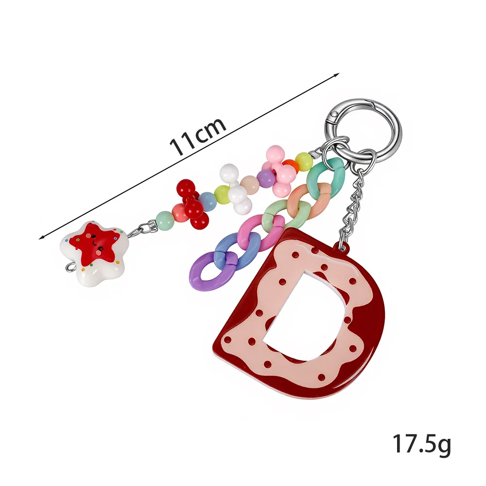 Fashion Dopamine Acrylic Chain Keychain Pendant Ins Printed Letter Bag Pendant Hanging Chain