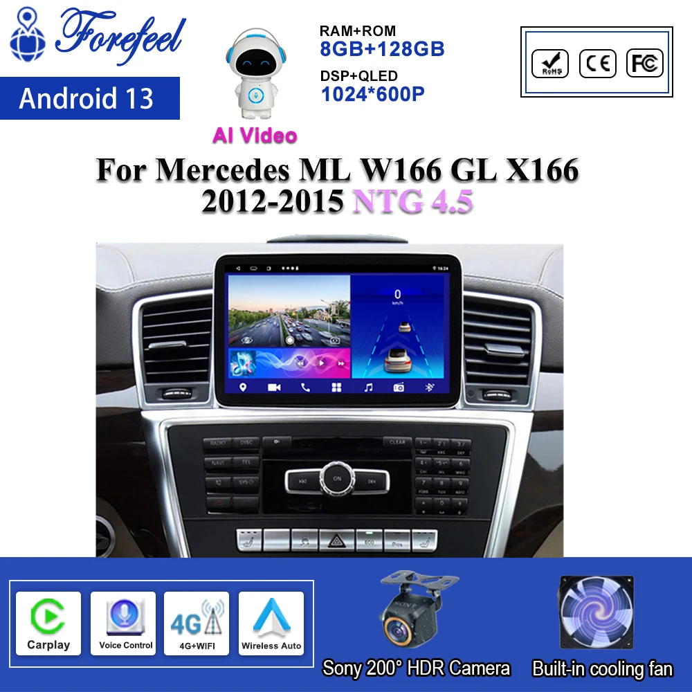 

Автомобильная стереосистема для Mercedes Benz ML GL W166 X166 2012-2015 Android 13 мультимедийный плеер навигация GPS DVD высокопроизводительный процессор BT