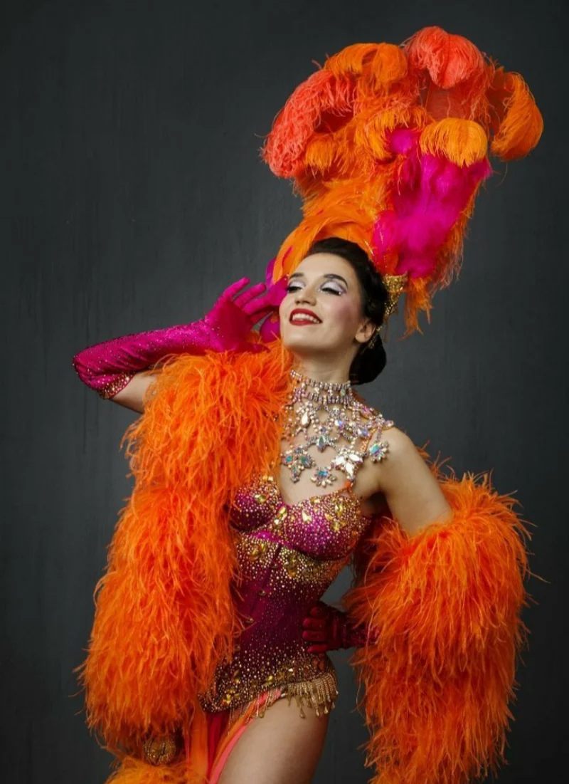 Boa de plumas de avestruz esponjosa de lujo de 10 capas, chal de pluma naranja para mujer para vestido de fiesta de boda, decoración de costura de baile, Boa de plumas