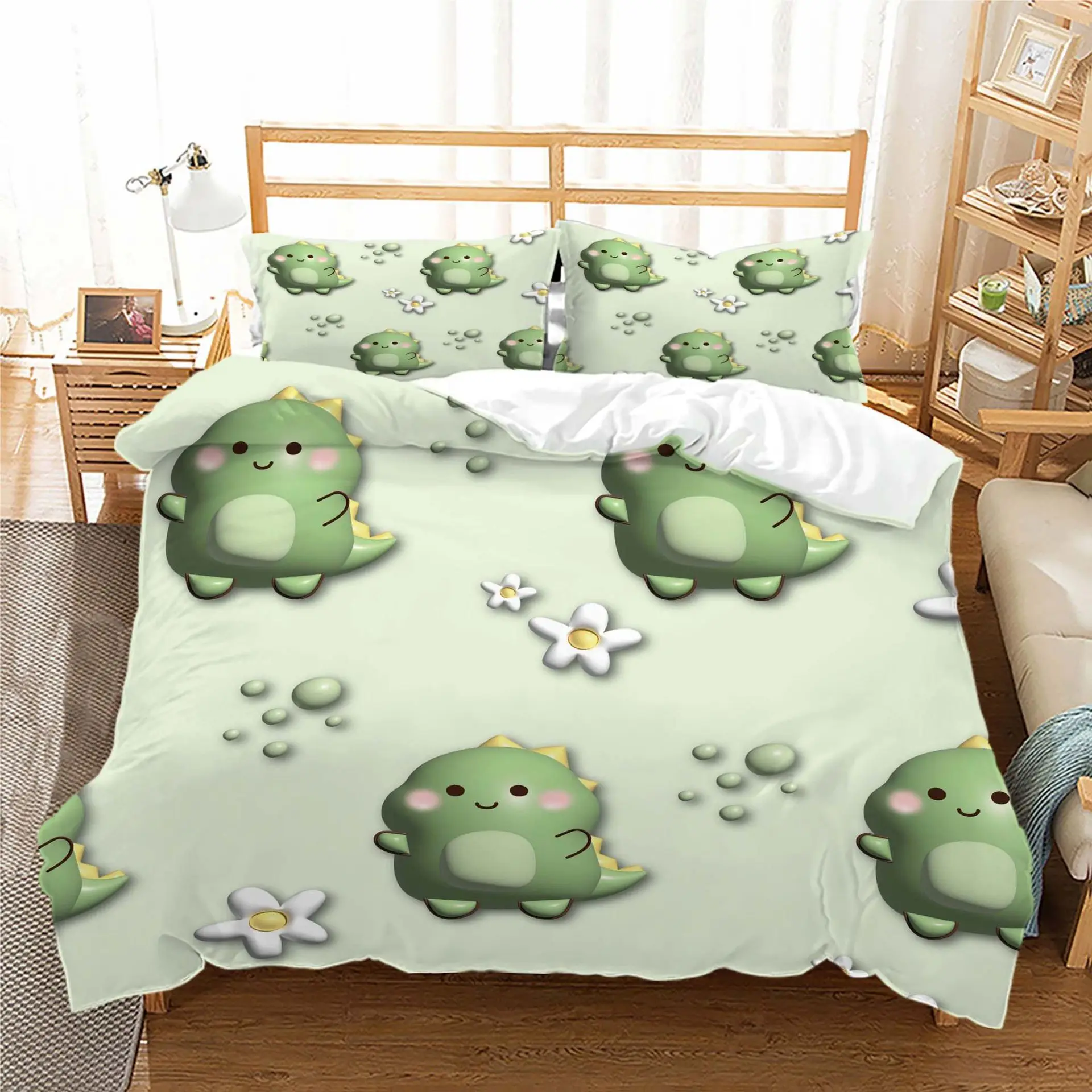 3pcs Cartoon 3d Bedding Set Blue Fantasy Style Butterfly Print Comfortable King Queen Twin Single Size Bithday Gift for Sister