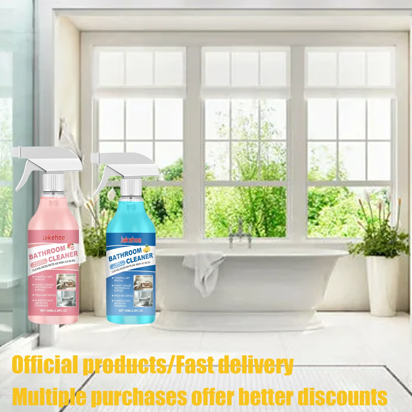 

100ml Bathroom Descaling Spray - Shower Glass Water Spot Remover Toilet Odor Eliminator Bathtub Cleaner