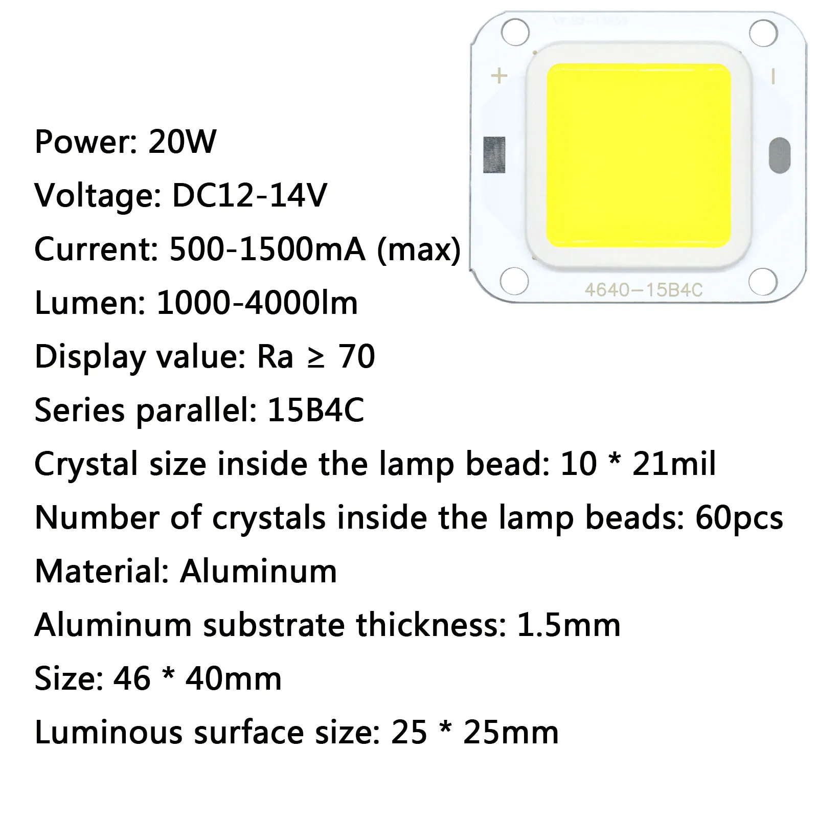 LED COB Chip High Power 4640 20W 40W DC12-14V Diodes LED for LED Bulb LED Floodlight Projection Light Outdoor Light Source DIY