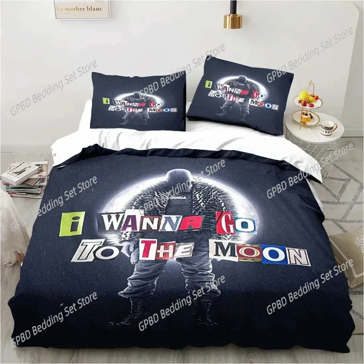 

Luxury New 3D Print Rapper Kanye West Bedding Set Duvet Cover Bed Set Quilt Cover Pillowcase Queen Size Boys Adult Bedding Set