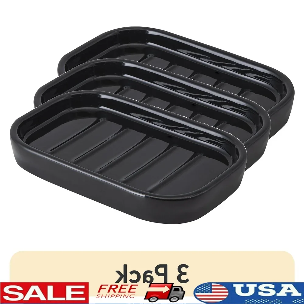 

Прочная керамическая мыльница в упаковке, глянцевый черный аксессуар для ванной комнаты, держатель для ювелирных изделий, вневременной дизайн, хранение предметов первой необходимости для дома