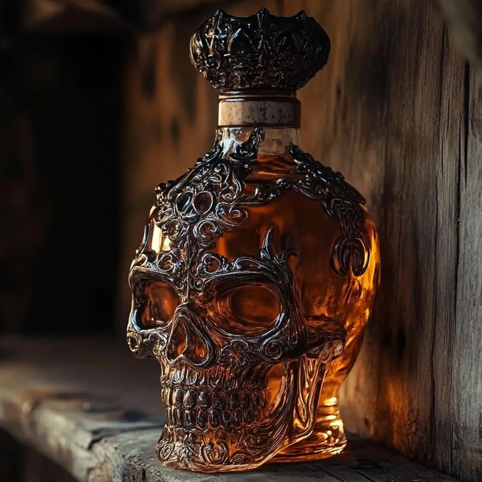 Whiskey-Flasche Totenkopf-Dekor Alkoholspender Skelett Whiskey-Weinflasche Skulptur für Bourbon Wodka Brandy Hochzeit Party