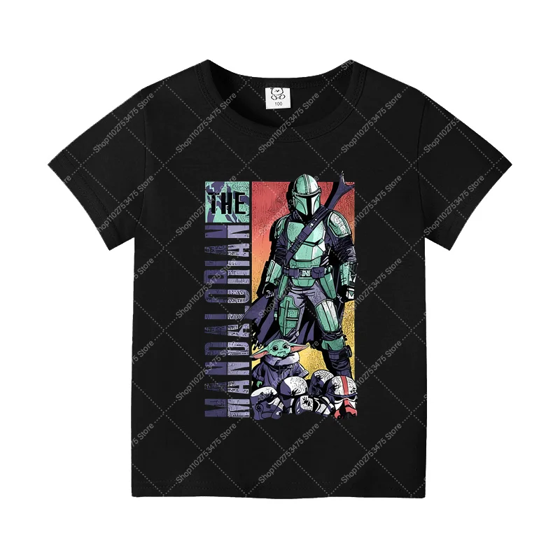 Cartoon Short Sleeve Tops Summer Casual Clothes Anime Star Wars Cotton T-shirt for 3-12 Fashion Cute Clothing Tee Birthday Gifts view 2