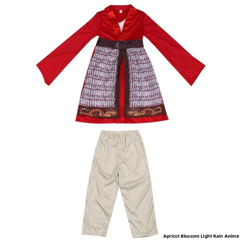 زي شخصية مولان لفيلم الحياة الحقيقية للأطفال، زي أداء لعب الأدوار، زي الهالوين، أزياء هانفو التقليدية للذقن... #2