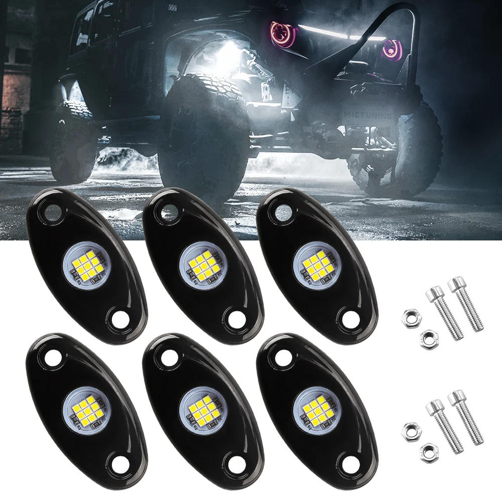 

6pcs Led Rock Lights for Jeep Atv Suv Offroad Car Truck Boat Underbody Glow Trail Rig Lamp Underglow Led Neon Lights Waterproof