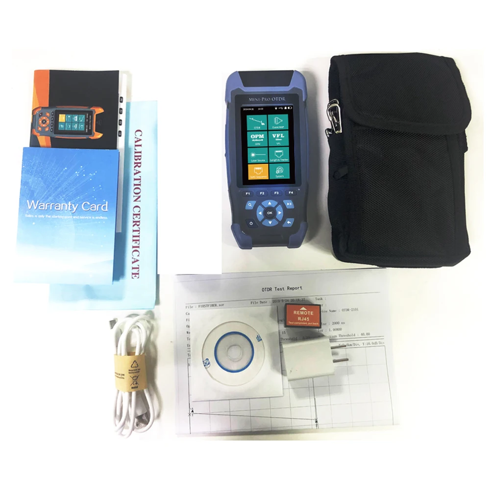 Pro Mini OTDR NK3200S Fiber Optic Reflectometer with 9 Functions VFL OLS OPM Event Map 22dB for 64km Fibre Cable Ethernet Tester