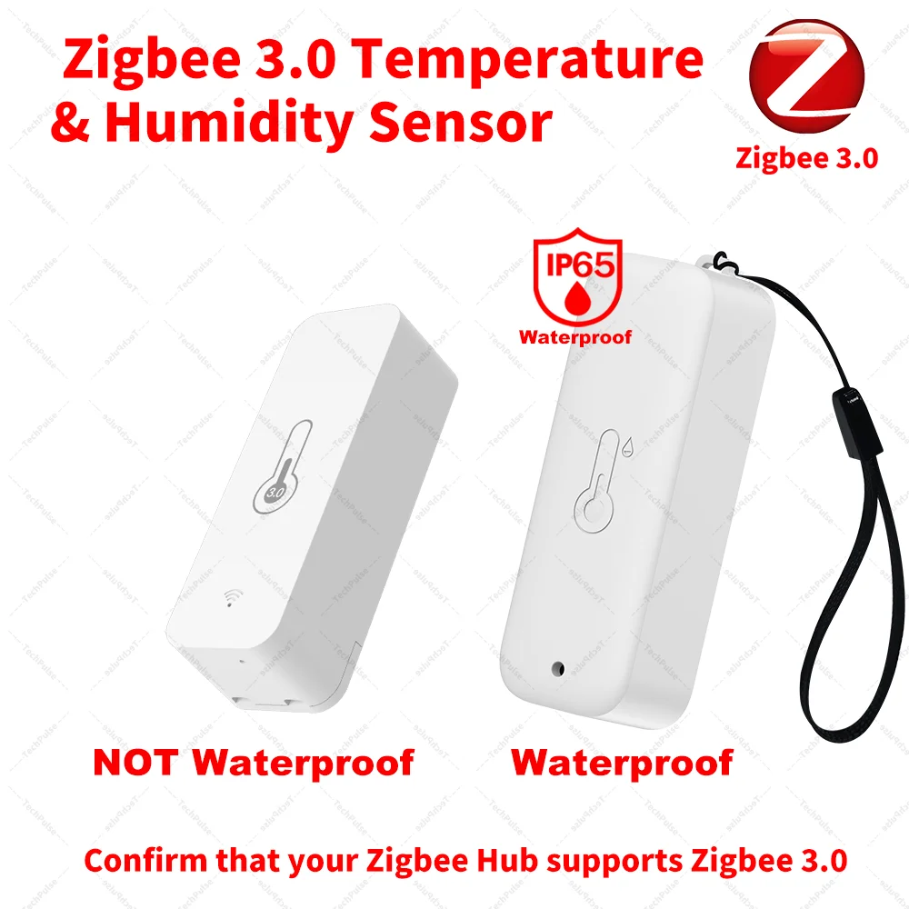 IP65 Zigbee Sensor Temperature Humidity Sensor Zigbee Hub Required workwith HA Home Assistant Alexa Yandex ZHA Zigbee2MQTT