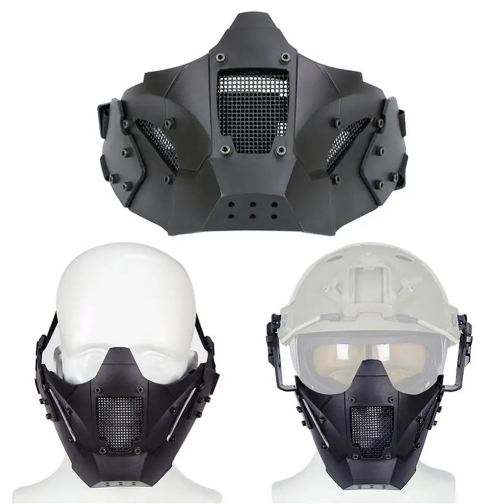 Tactical Mask Paintball Wosport Tactical Iron Mask Half Face Iron Warrior Steel Mesh Masks Double Strap Protective Face Cover