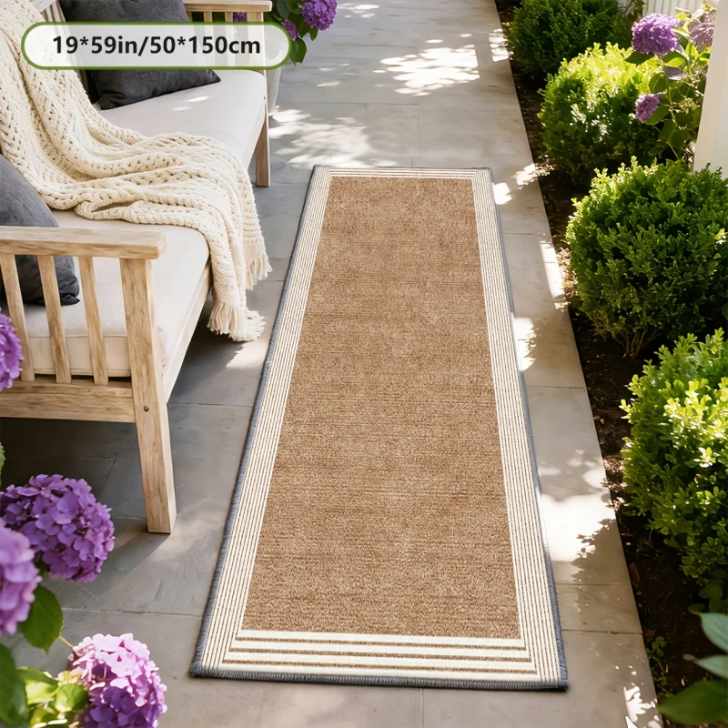 VIKAMA Outdoor Minimalist Long Floor Mat Anti Slip Washable Terrace Corridor Kitchen Entryway Home Decor Runner Rug