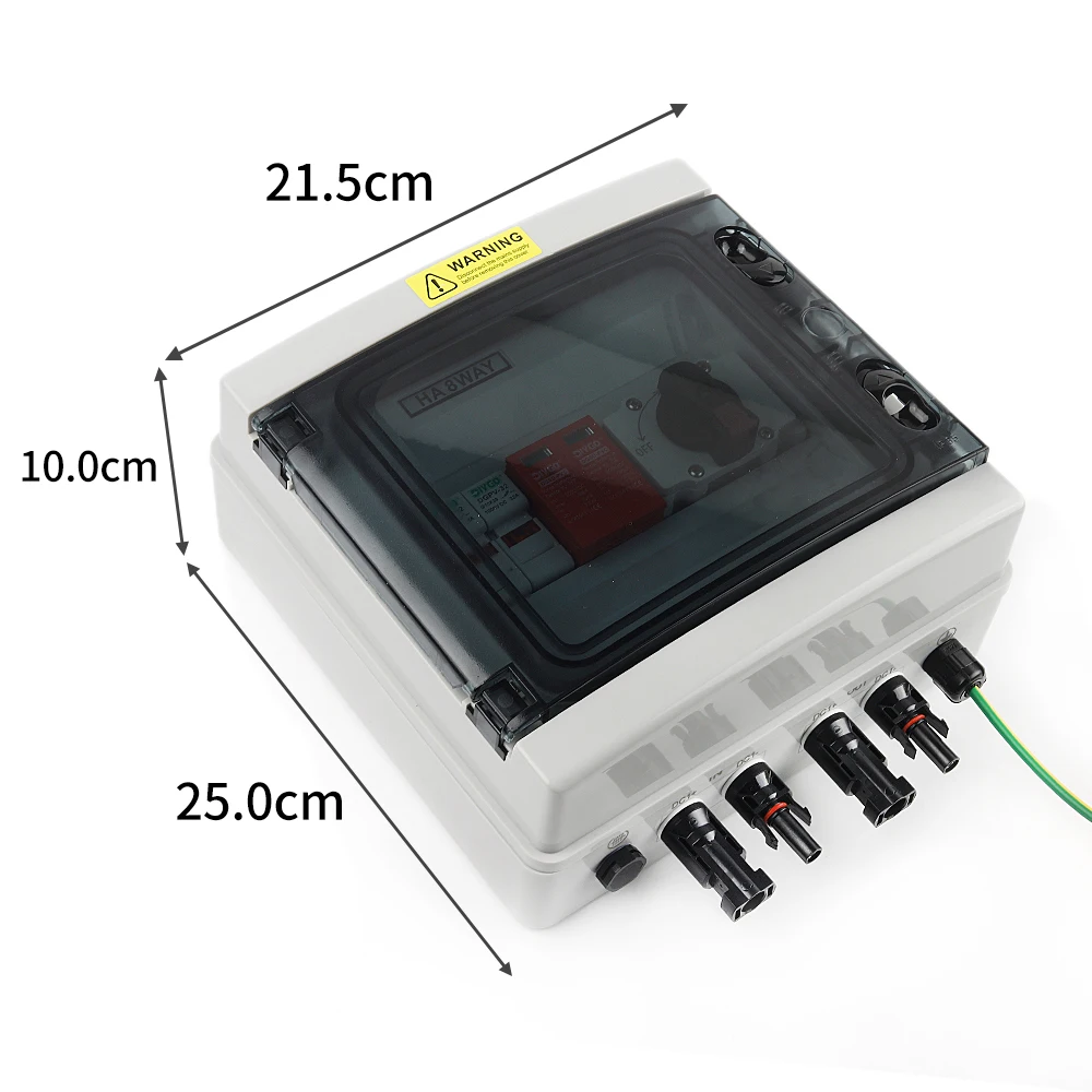IP65 Waterproof&Dustproof PV Combiner Box DC 1000V 1 Input 1 Output 20A Fuse SPD Surge Protection for Outdoor Solar Installation