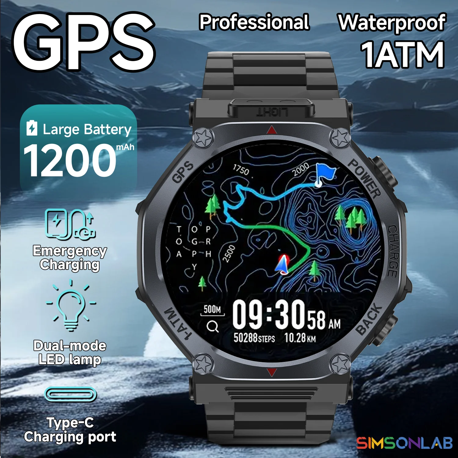 

NEW Global Smartwatch Built-in GPS Outdoor Sports Men Fitness Tracker 1200mAh Battery AI Voice BT Call Reverse Charge For Xiaomi