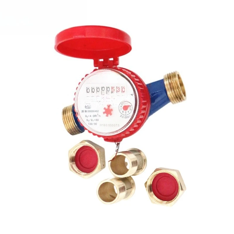 Small body water meter LXSC-13D-D2 copper shell rotor type dry single stream hot and cold water short meter