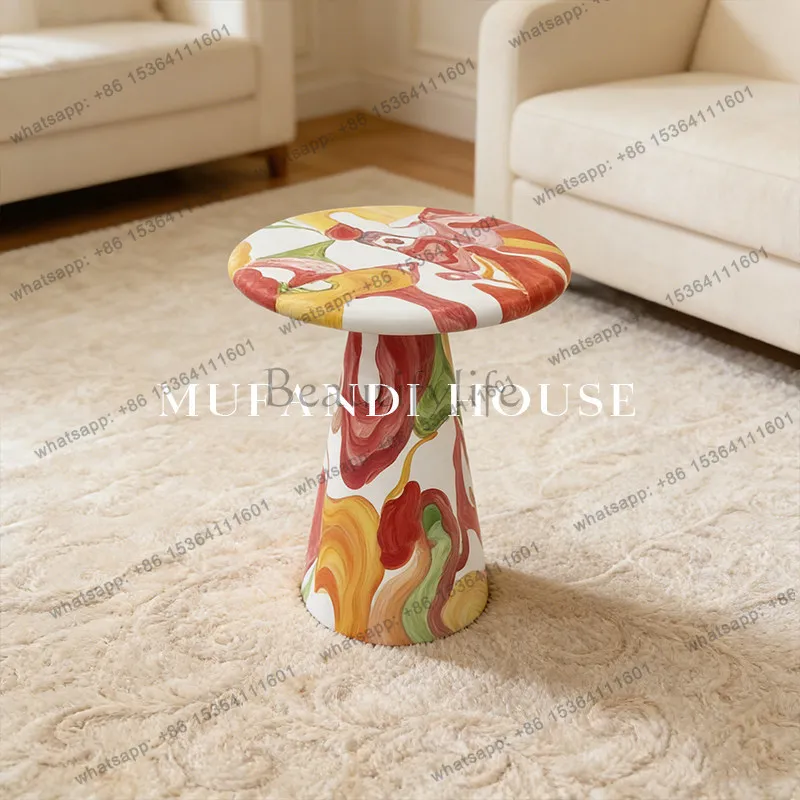 Art flowing color conical edge table modern light luxury contrasting color living room sofa creative storage small coffee table