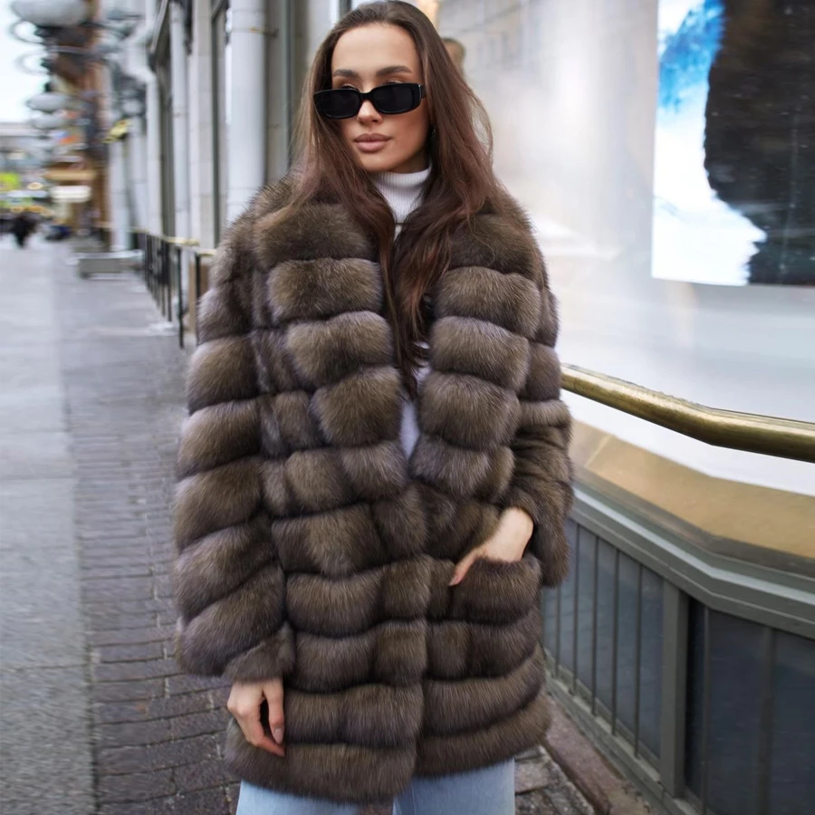 

Women's Wear Fur Coat Mid-Length Fox Fur Jacket Luxury Winter New Natural Fox Fur Coats For Women 2024 New Arrivals