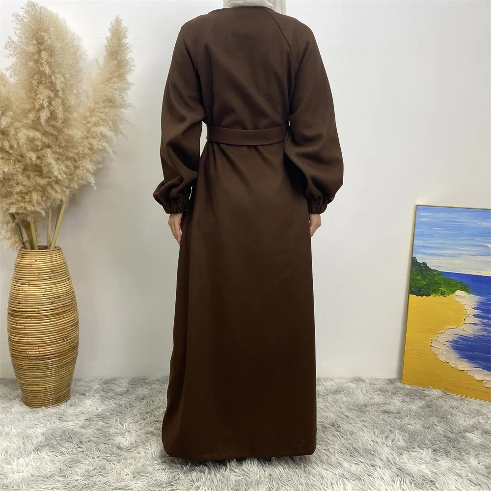 Dubai Turkey Kaftan Women Muslim Maxi Dress Open Abaya Eid Ramadan Kimono Cardigan Islamic Clothing Belted Jalabiya Robe Caftan