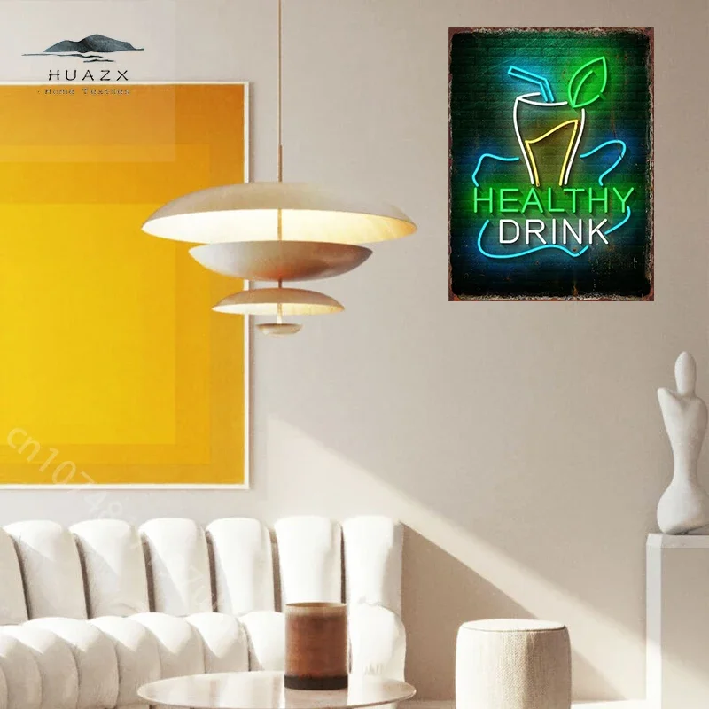 Neon Food Popcorn Neon Food Sign Poster Metal Tin Sign for Club Bar Decor Aesthetics Wall Decorative Plaque Decoration Painting view 3
