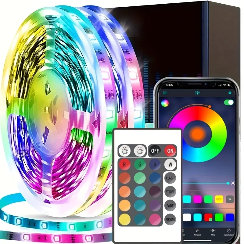 LED Lights RGB Strip Smart Music Sync Color Changing Strip Lights Remote App Control LED Light for TV BackLight Room Home Party