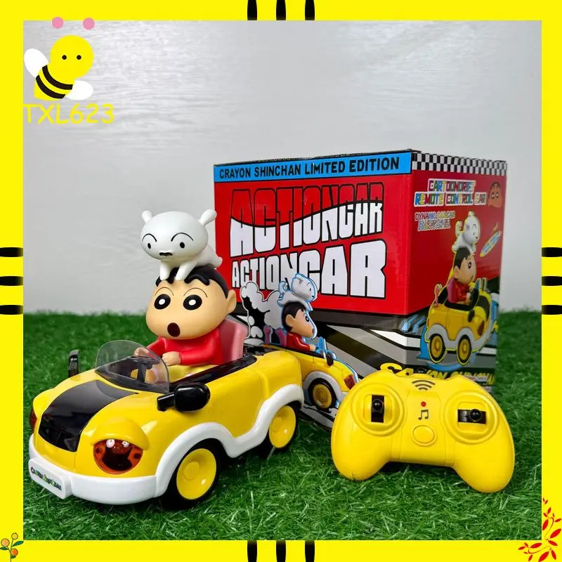 

Crayon Shin-Chan Xiaobai Anime RC Car Ornament - Music Light up Toy Figure Collectible Crazy Sound Light Drifting Car Gift