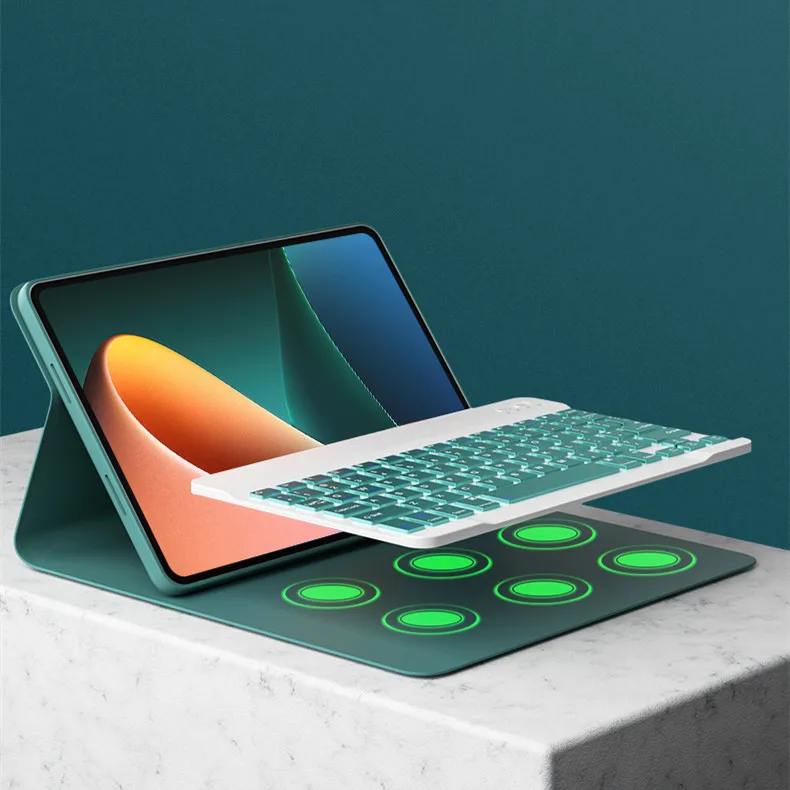 حافظة مع لوحة مفاتيح لهاتف Xiaomi Pad 7/Xiaomi Pad 7 Pro 2025 11.2 بوصة غطاء حامل لوحة مفاتيح لوحية إسبانية برتغالية عربية ألمانية #6