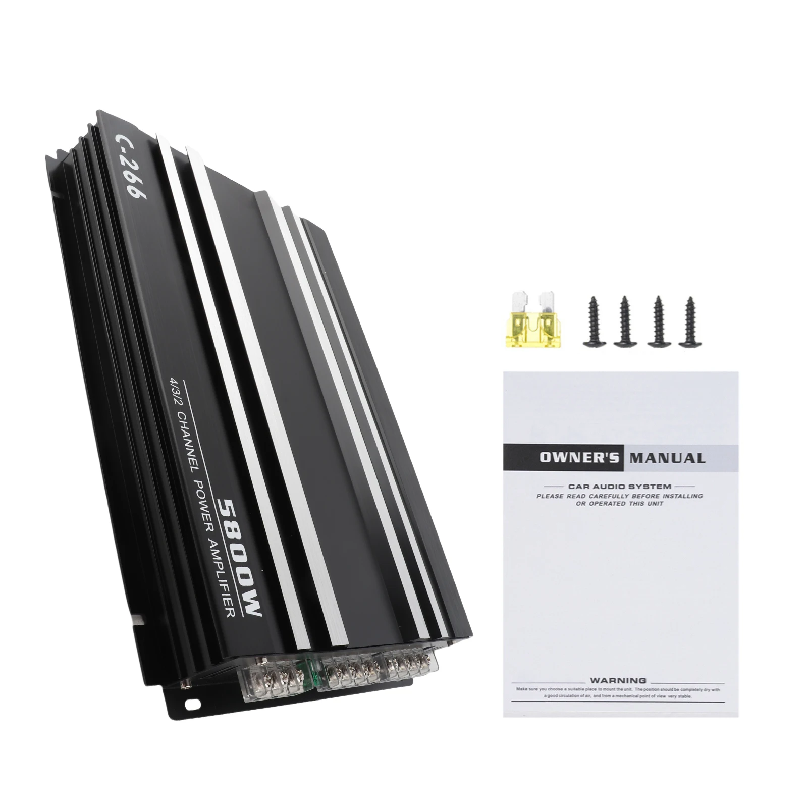 Car Power Amplifier 12V 4 Channel High Power Aluminum Alloy Car Audio Amplifier Black Car Audio Amplifier