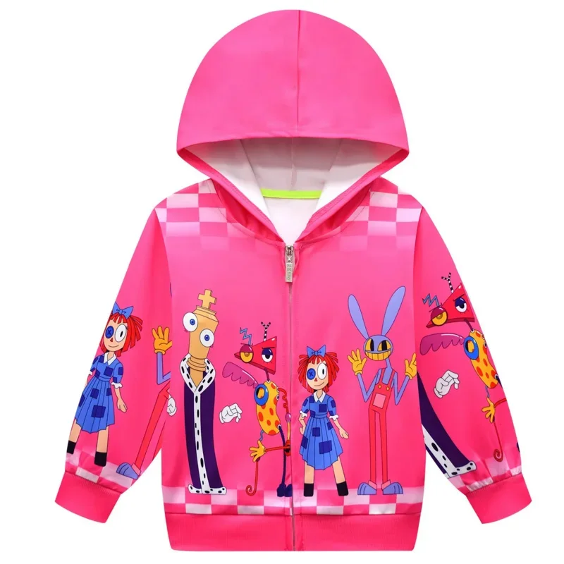Felpa con cappuccio con cerniera circo digitale per bambini Pompi jaragathas giacca con stampa felpe per ragazzi e ragazze Cartoon Carnevale regalo di compleanno per bambino