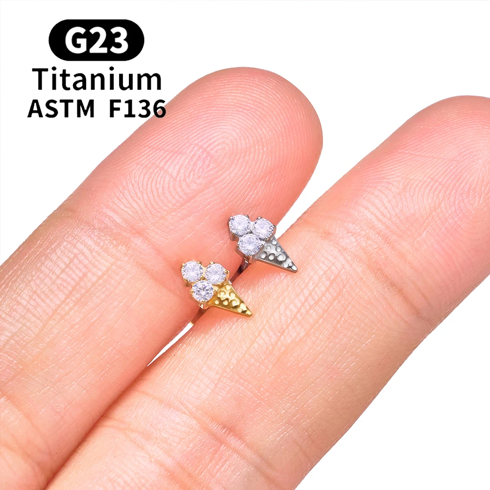ASTM F136 Titan Muschel-Ohrstecker 16G CZ Flacher Rücken Labret Lippenstecker Helix Knorpel Tragus Ohrläppchen Ohrpiercing Schmuck – Detail 18