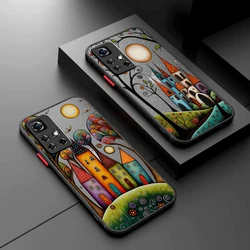 Hand Painted Forest House Illustration Case For Samsung A73 A72 A71 A53 A52 A51 A42 A33 A32 A31 A30 4G 5G Matte Transparent Capa