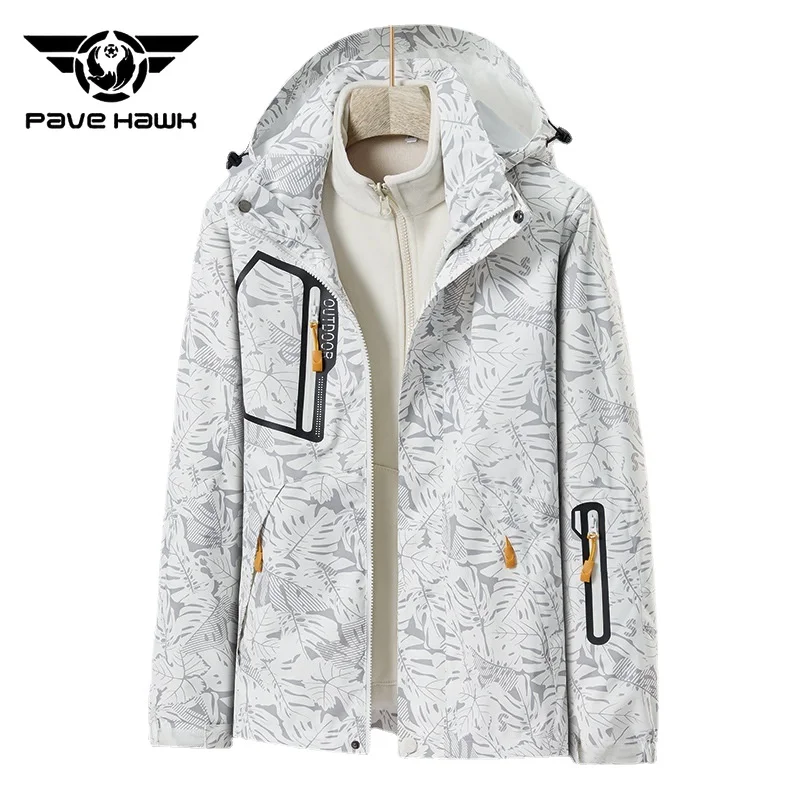 Three in One Waterproof Charge Jacket Men Women Outdoor Hiking Camping Climbing Jackets Multi-pocket Warm Hooded Coat Couple