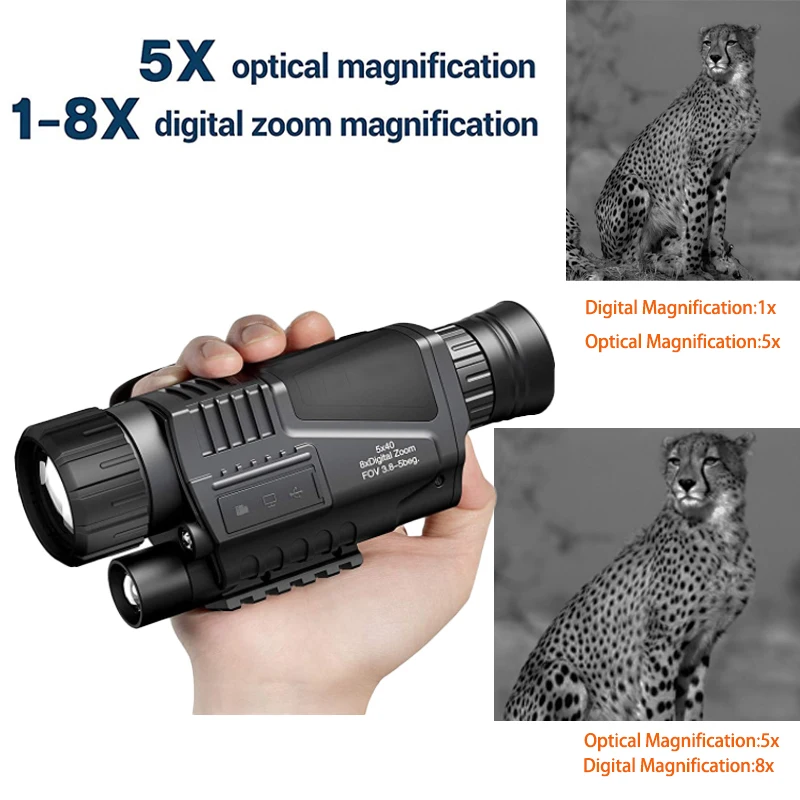 

Night Vision 5x40 Monocular 300m Full Dark Infrared Camera Telescope for Hunting Video Recording Camping Travel