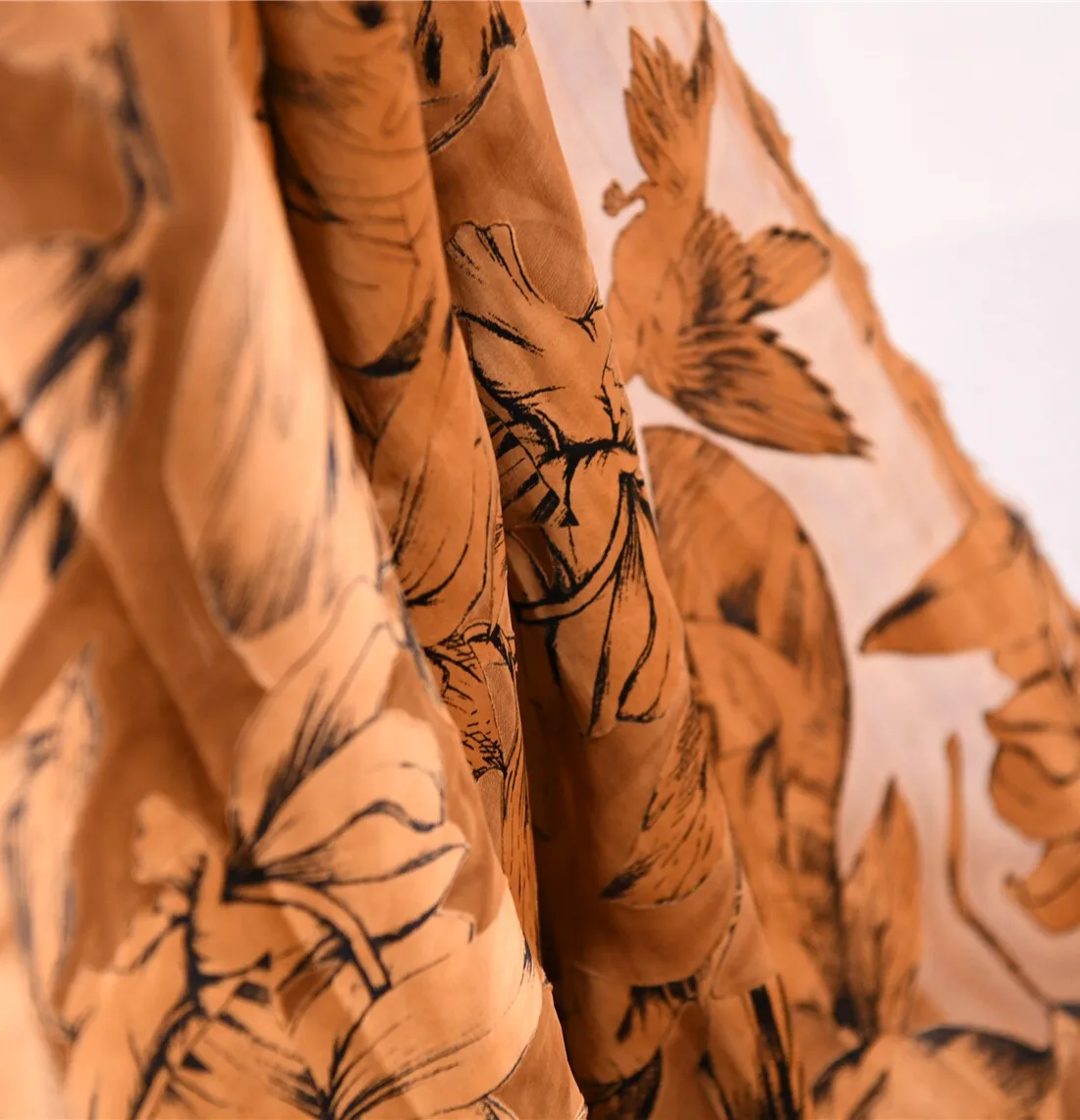 3m Txl Traditional Silk Burnout Organza Red Cloud Silk Fabric Caramel Floral Hollow Carving Handmade Thirteen Processes