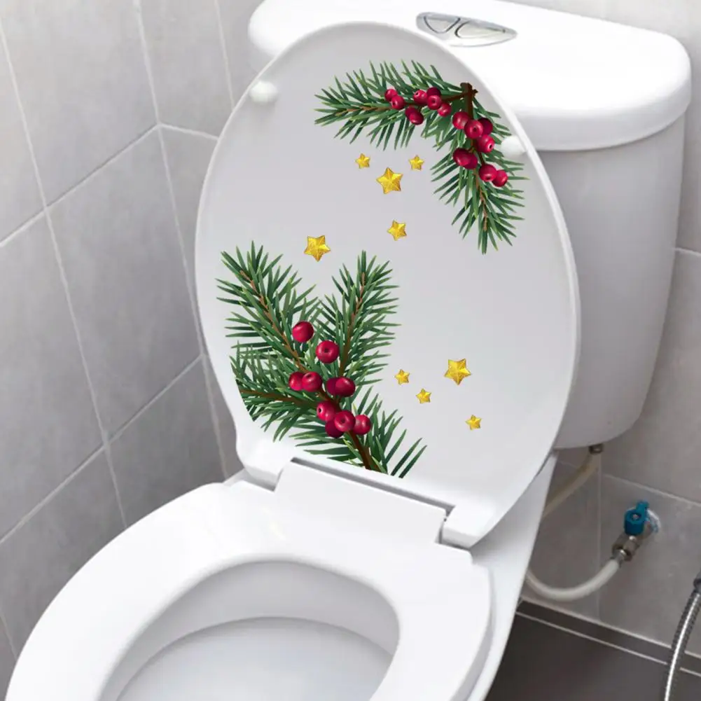 Christmas Tree Toilet Sticker Christmas Toilet Sticker Festive Toilet Sticker Christmas Pine Fruit Star Wall Decoration for Warm