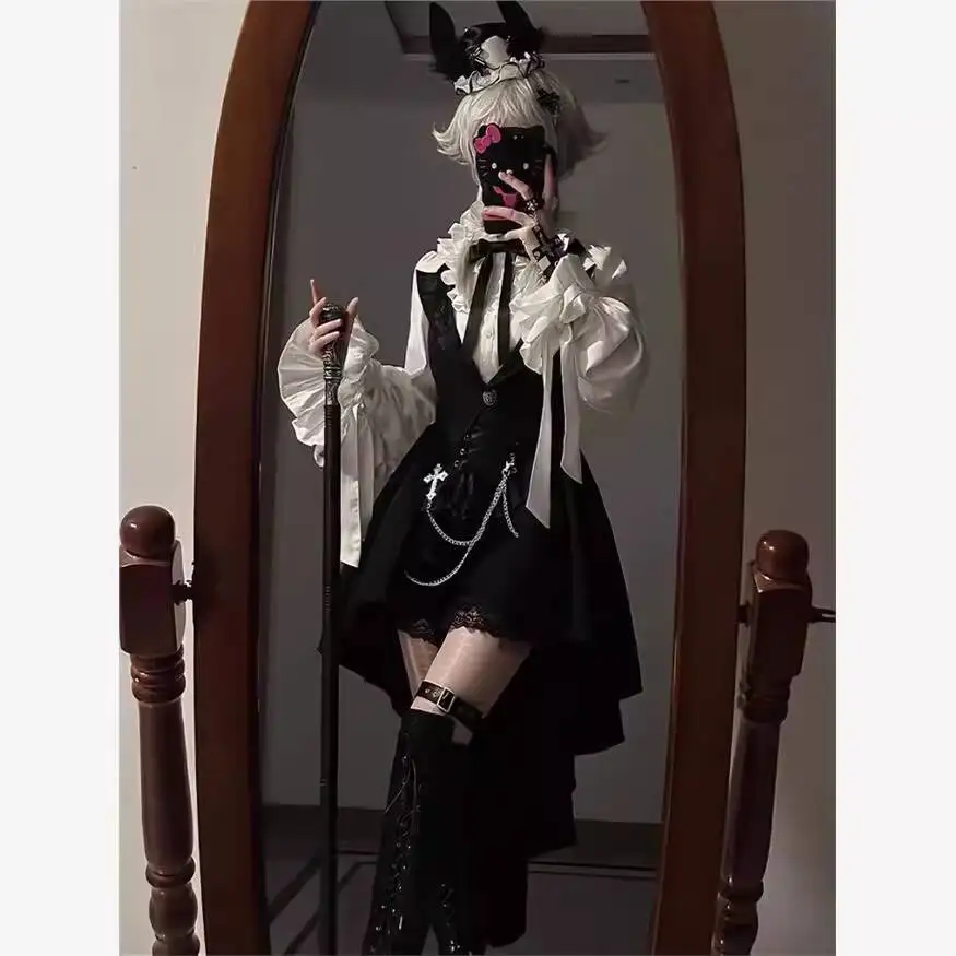 New Prince Series Shirt Dark Lace Shorts Goth Clothes Women Trailing Waistcoat Long Skirt Fiesta Carnival Halloween Cos Cosplay - view 5